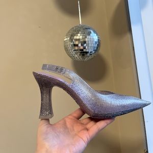 Melissa x Larroudé Cinderella Pump in Clear Glitter PVC Size Women’s 8